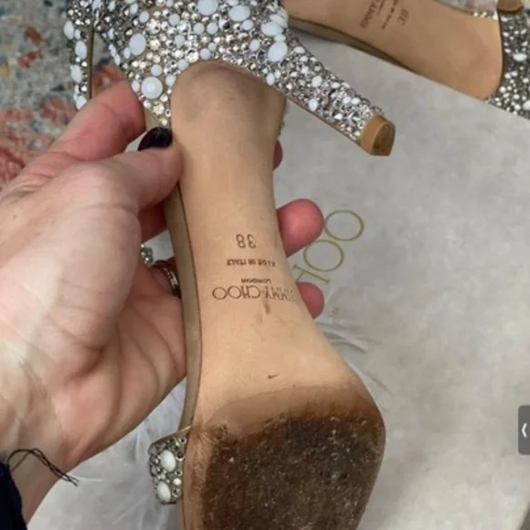 Jimmy Choo White/silver Viola 110 heels - Picture 5 of 8